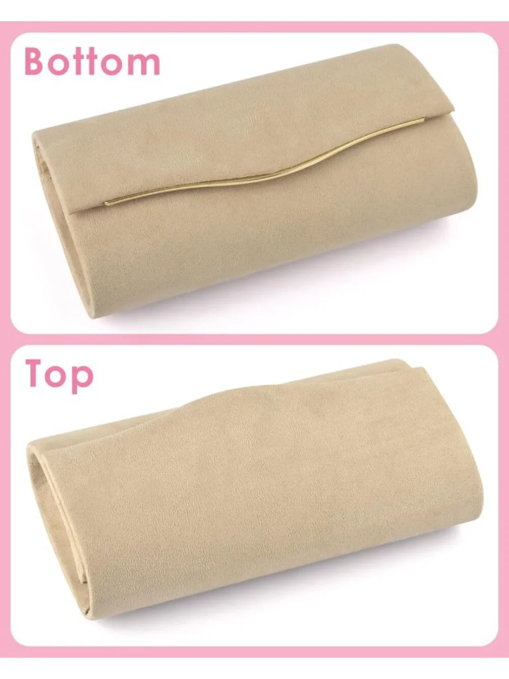 👜 Women's khaki Suede Evening Shoulder Bags Envelope Party Cocktail Prom Clutch